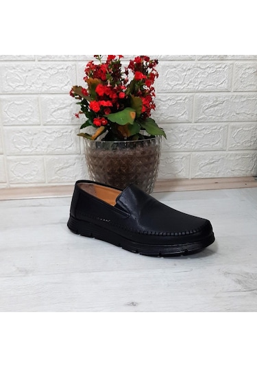 Fiyra Fth01 Siyah-siyah Hakiki Deri Fuspetli Erkek Günlük Ayakkabı 001