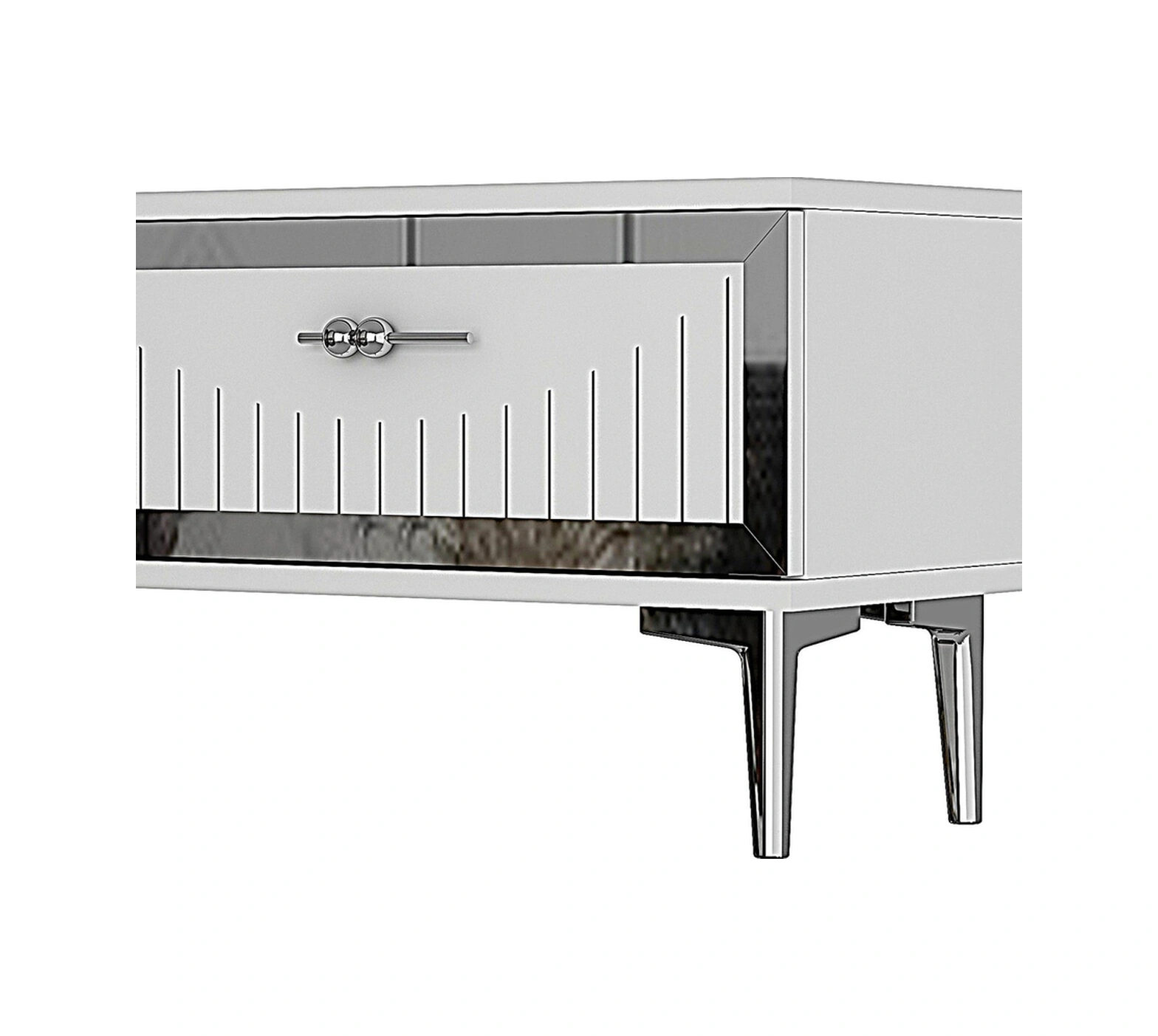 Tsa1204bs - Tunatv120 Tv Stand, Tv Sehpası Beyaz-sılver 120cm Beyaz