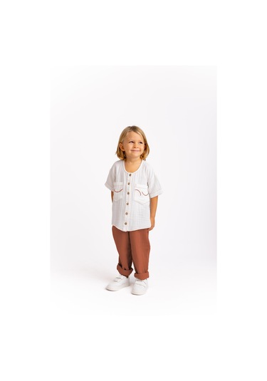 Müslin Cepleri Nakışlı Takım Kiremit Kiremit