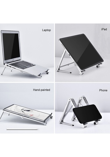 Yunboo Ergonomik Katlanır Laptop Standı - Tüm Telefon Ve Tabletler İçin Kaymaz Tabanlı Alüminyum Dizüstü Bilgisayar Tutucu