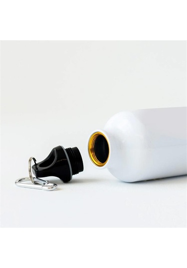 Kişiye Özel Spotify Tasarımlı Kancalı Alüminyum Beyaz Su Matarası - 600mlt