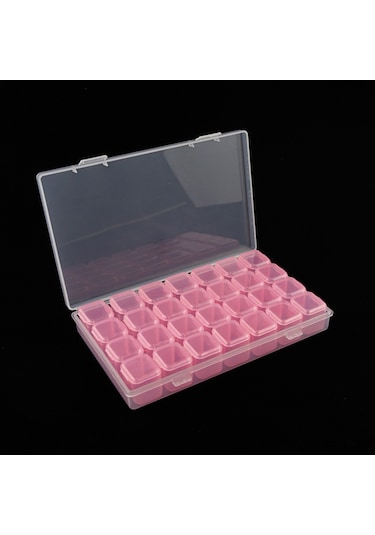 Padalink 28 Bölmeli Pembe Akrilik Manikür Alet Kutusu - Taşınabilir, Şeffaf Kapaklı, Ayrı Bölmelerle Dekoratif Depolama Diğer