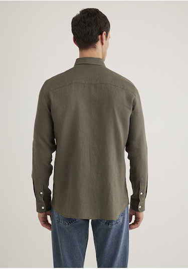 Mavi - Haki Keten Gömlek 0211466-71546 Yeşil