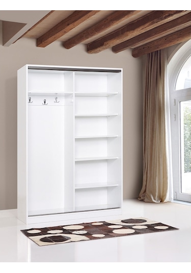 Doğandekorasyon Bora 120 Cm Sürgülü Dolap Gardırop Vestiyer Portmanto