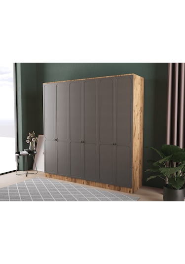 Irmak 6 Kapaklı Eko Gardırop - Mdf Kapak Antrasit