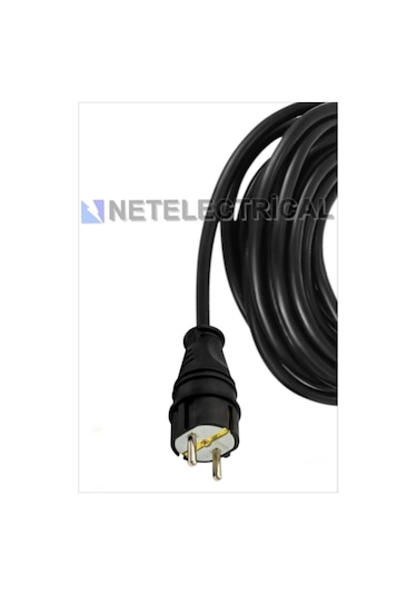 Kauçuk 3'lü Topraklı Grup Priz Uzatma Kablosu 10 Metre 3x2.5 Mm² Ttr Kalın Siyah Kablolu 10 Metre