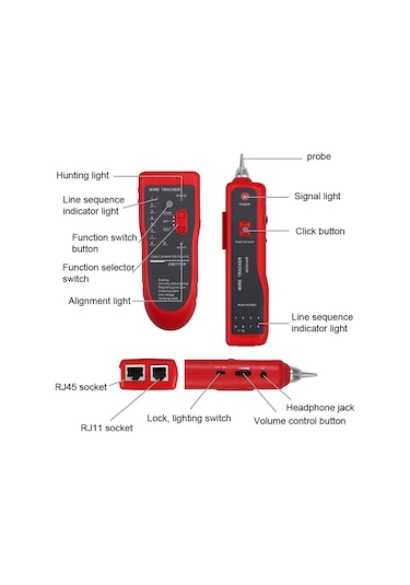 Singree Jw-360 Çok Fonksiyonlu Ağ Kablosu Bulucu Ve Test Cihazı - 1km Mesafe, Sesli Ve Işıklı Uyarı, Rj45/rj11 Uyumlu