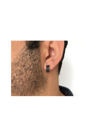 Sirius Pırlanta Siyah Pırlantalı Halka Erkek Küpesi  0804E0134