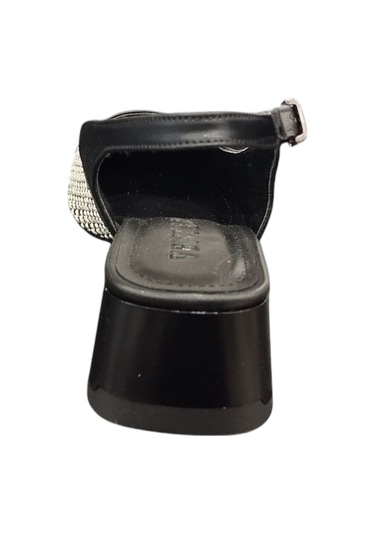 Ventes 8671036z Arkası Açık Yuvarlak Burun 4 Cm Kalın Topuklu Hasır Ayakkabı Siyah