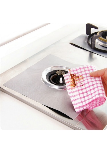 Sones 4 Adet Gazlı Fırın Yüzeyi Ultra İnce Elyaf Malzeme Ocak Koruyucu Temizleme Pedi, Boyut: 27 27 Cm