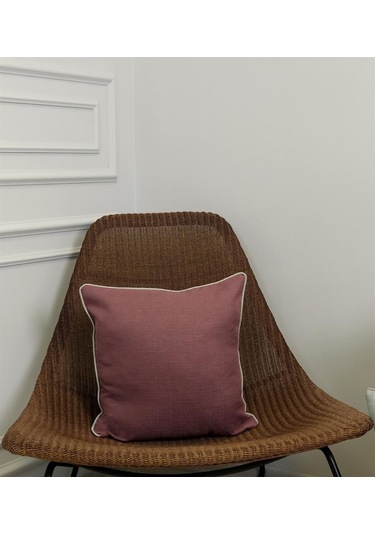 2'li Kombin Keten Görünümlü Kırlent Kılıfı Biyeli Gül Kurusu Ve Gri Renginde -2411 - Gül Kurusu