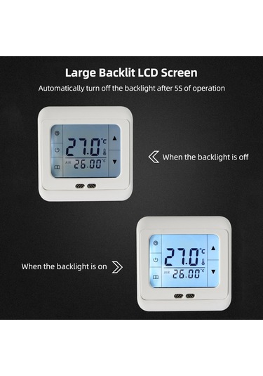 Yifomall 16a 220v Embedded Isı Kontrol Cihazı, Dokunmatik Lcd Ekran, 0-99 C Aralığı, Isı Filmi Ve Kablo Kontrolü