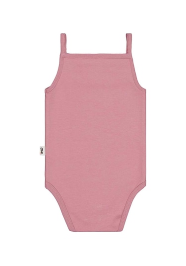Civil Baby Penye İp Askılı Dantelli 3-9 Ay Kız Çıtçıtlı Badi Açık Gülkurusu