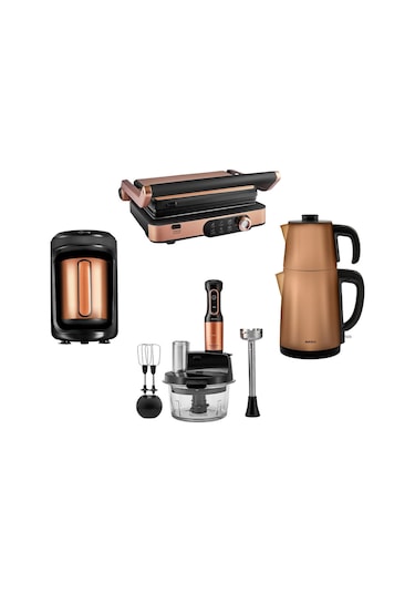 Karaca Gurme Premium Inox Evlilik Paketi Tost, Kahve, Çay Makinesi ve Mutfak Robotu Copper