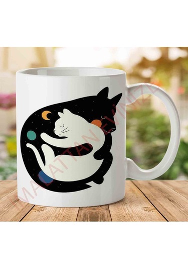 1-1128 Like Cat And Dogs Kedi Köpek İki Tarafı Baskılı Kupa Bardak.jpg Çok Renkli