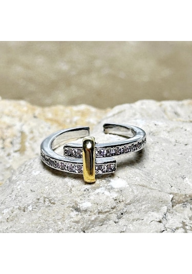 Silver Gold Sarmalı Harman Yüzük Çok Renkli