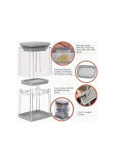 Xuweiwei Gri 1 Set 4 Dilim Sebzeli Cirpici Paslanmaz Celik Bicaklarla Cok Fonksiyonlu Mutfak Aracı Sebze Patates Sogan Meyve Ve Sebze Cirpma İcin Evde Yemek Pisirme 1 Parça