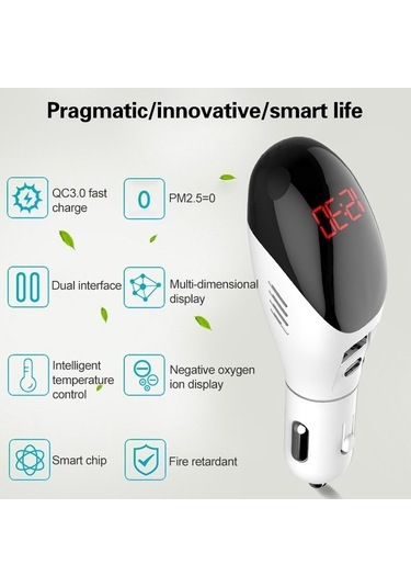 Wondernest Çok Fonksiyonlu Formaldehit Giderici Hava Temizleyici Qc3.0 Araç Şarj Ekranlı Beyaz Beyaz