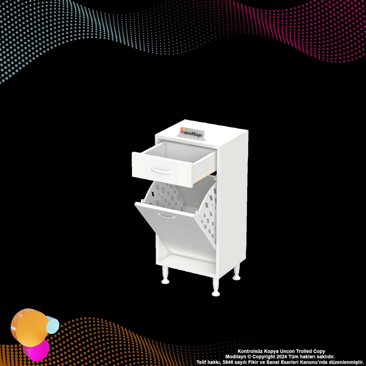 Mira Mutfak Ve Banyo Dolabı 45 Cm Tek Göz Sepetli Çok Amaçlı Kirli Çamaşır Dolabı 45x88x32,5 Cm Beyaz