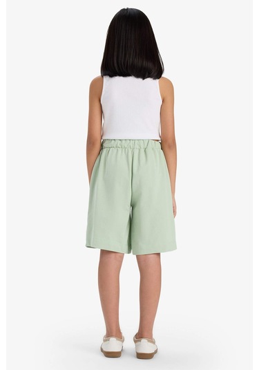Defacto Kız Çocuk Beli Lastikli Basic Düz Şort B0847a825hsgn1105 Yeşil