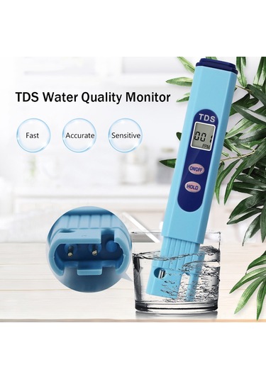 Yifomall Mavi Tds Su Kalitesi Test Cihazı, 0-9999ppm Aralığı, Hassas Prob, Mini Taşınabilir Dijital Ölçer, Deri Kılıf İle Batarya Dahil