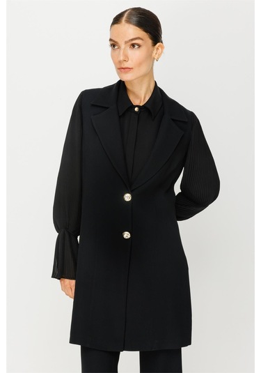 Kolu Pilise Detaylı Ceket Pantolon Takım Siyah-siyah Siyah