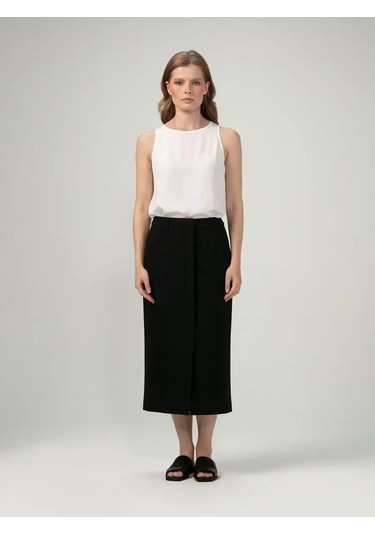 Thomas Munz Düz Kesim Midi Etek 164099009 Siyah