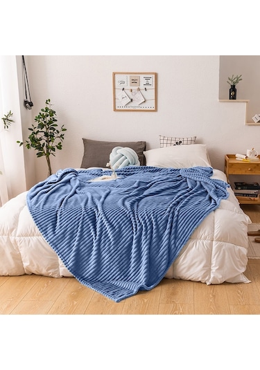 Mulberry Tek Kişilik Fitilli Yumuşak Dokulu Battaniye 170 x 230 İndigo