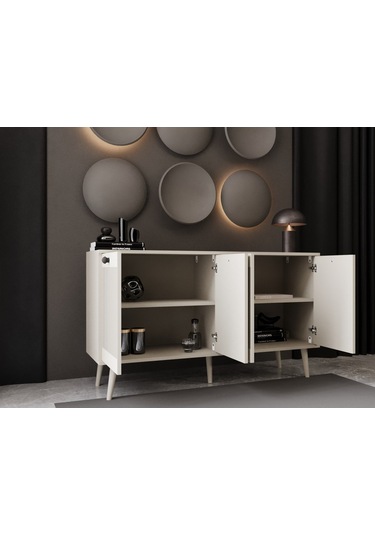 Melura Konsol 160 Cm %100 Mdf Lake Ahşap Ayaklı Kumtaşı