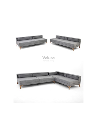 Zeri Yataklı Puzzle Modüler Köşe Koltuk Takımı & Puflu Köşe Takımı - Antrasit - 110 Antrasit