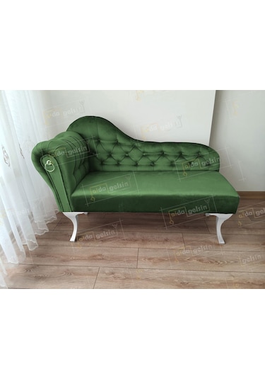 Dekoratif Bihter Koltuk Josefin Puf 120 Cm Beyaz Ayak Sarı