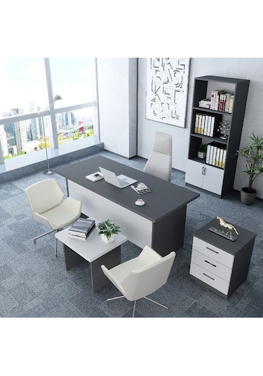 Plus 4'lü Ofis Takımı  Model 7 Füme Beyaz