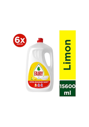 Fairy Sıvı Bulaşık Deterjanı Limon 6 x 2600 ML