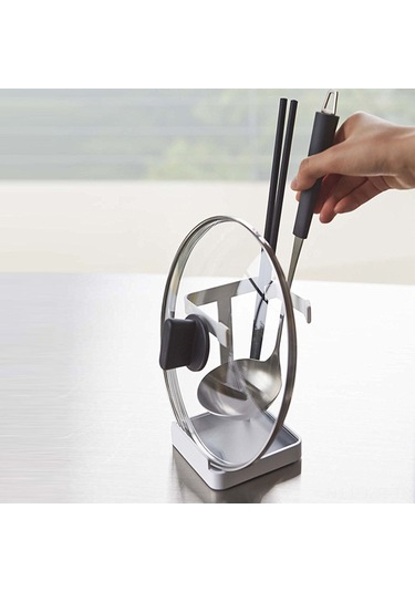 Geeroyoo Beyaz Demir Mutfak Rafı, Tencere Kapağı Tutucu, Kaşık/spatula Tutucu, Su Toplama Tanklı, Uzun Ömürlü, Alan Tasarruflu, Kolay Temizlenir A Modeli, W10 D12 H15 Diğer