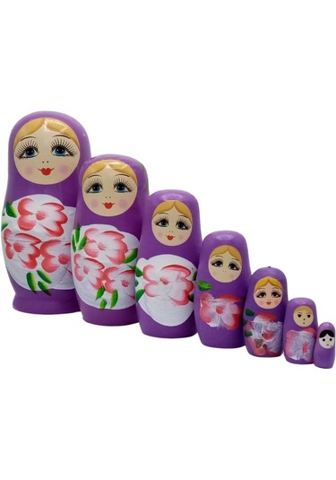Mobgift Ahşap Tombul Iç Içe Matruşka Bebek 7li Set Mot