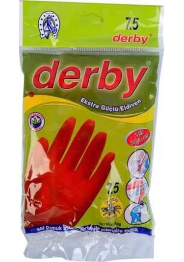 Derby Ekstra Güçlü Bulaşık Eldiveni Kırmızı No: 7.5 S