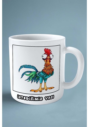 Tavuk Baskılı Kupa Bardak Çift Taraflı Kişiye Özel Çerçeveli Renkli Model 5 Çok Renkli