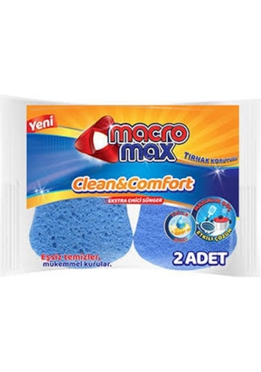 Macromax Clean & Softer Çizmez Oluklu Bulaşık Süngeri 2 Adet