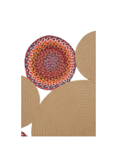 Cool Halı Luke 848 Naturel Renk Oval Halı Paspas Bohem Örgü Hasır Kilim Mutfak Balkon Banyo Halısı