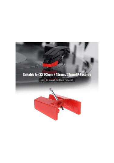 Flybuy Plak Çalar İğne Safir Uçlu Seramik İğne - Kırmızı - Fonograf İçin Yed Adet