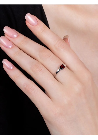 Uvelirnye Tradicii 925 Ayar Gümüşten Doğal Grenat Taşlı Yüzük 292020275 Gümüş