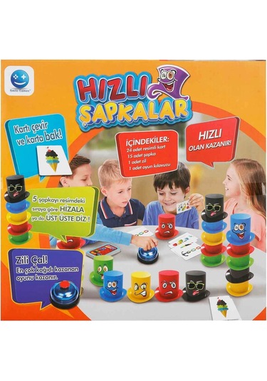 Hızlı Şapkalar Kutu Oyunu - Çocuklar İçin Refleks, Zeka Ve Dikkat Geliştirici Eğitici Aile Oyunu