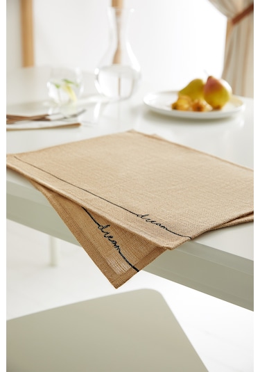 2 Adet Jüt Dream Baskılı Sofra Sunum Tabak Altlığı Supla Amerikan Servisi 45 x 35 CM Bej
