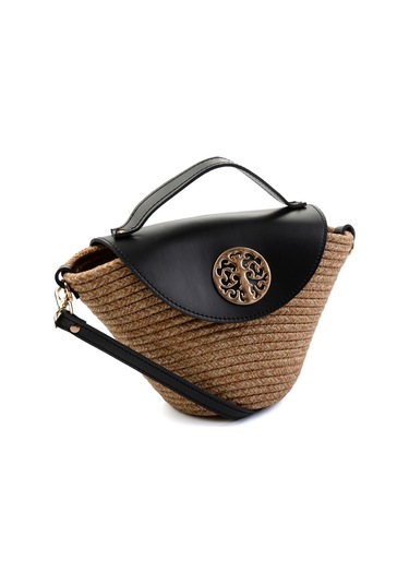 Siyah Desenli Kadın Postacı Çanta C06619105928 Siyah