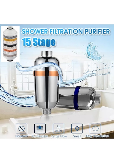15 Aşamalı Filtrasyon Arıtma Duş Banyo Su Filtresi Sökücü Klor Florür