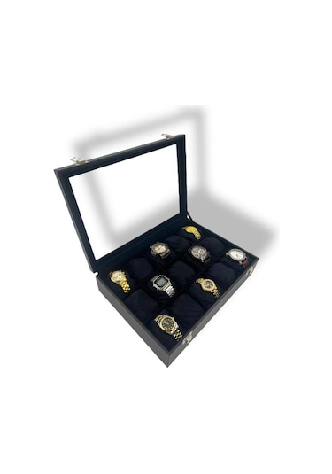 Richbo x 15'li Saat Kutusu Siyah/alcantara Süet