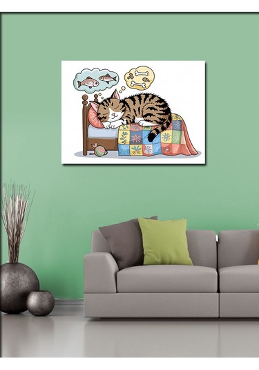 Kanvas Tablo Uyuyan Yaramaz Kedi
