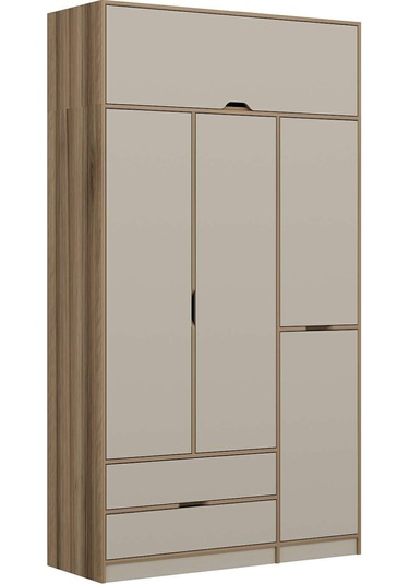 Elina 3 Kapaklı Dolap + Yüklük - Dore/kumtaşı Çok Renkli