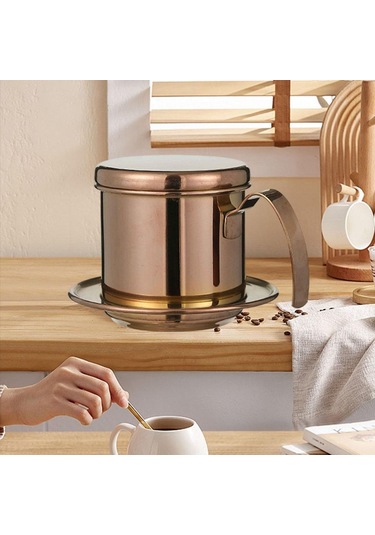 Homyl Vietnam Paslanmaz Filtre Çelik Kahve Fincanı Damla Pres Altın