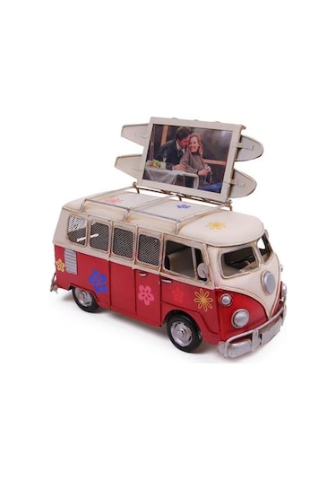 Dekoratif Metal Minibüs Çerçeveli Biblo Kumbaralı